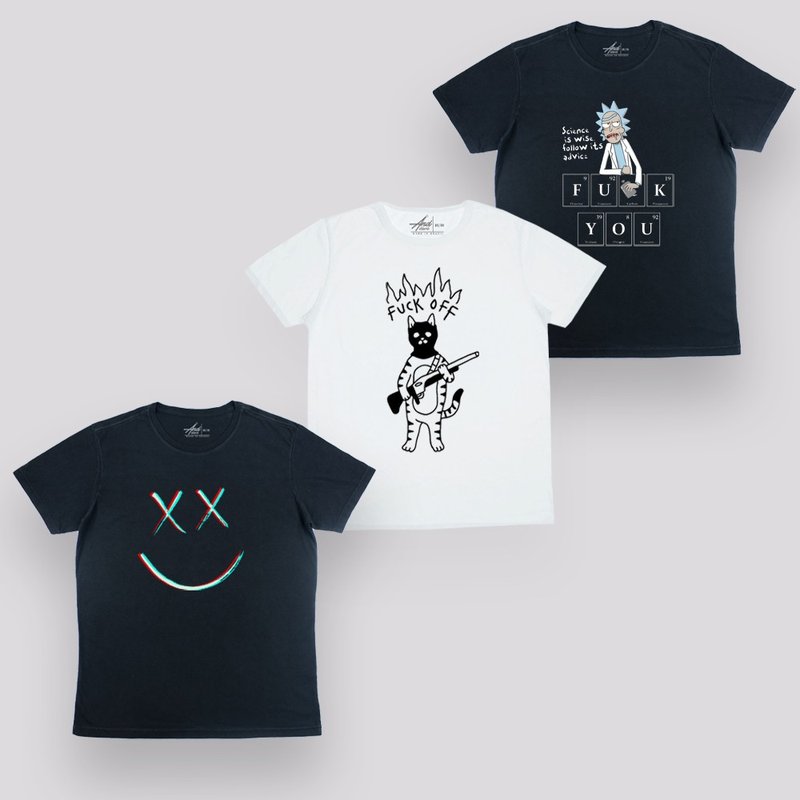 Kit de 3 Camisetas - Fuck Glitch - 100% Algodão - Gola Redonda Kit de 3 Camisetas - Fuck Glitch - 100% Algodão - Gola Redonda