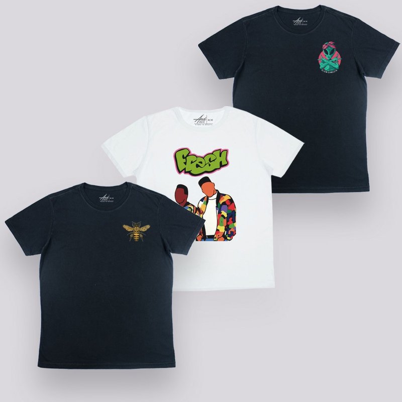 Kit de 3 Camisetas - Abelha Gangsta Color - 100% Algodão - Gola Redonda Kit de 3 Camisetas - Abelha Gangsta Color - 100% Algodão - Gola Redonda