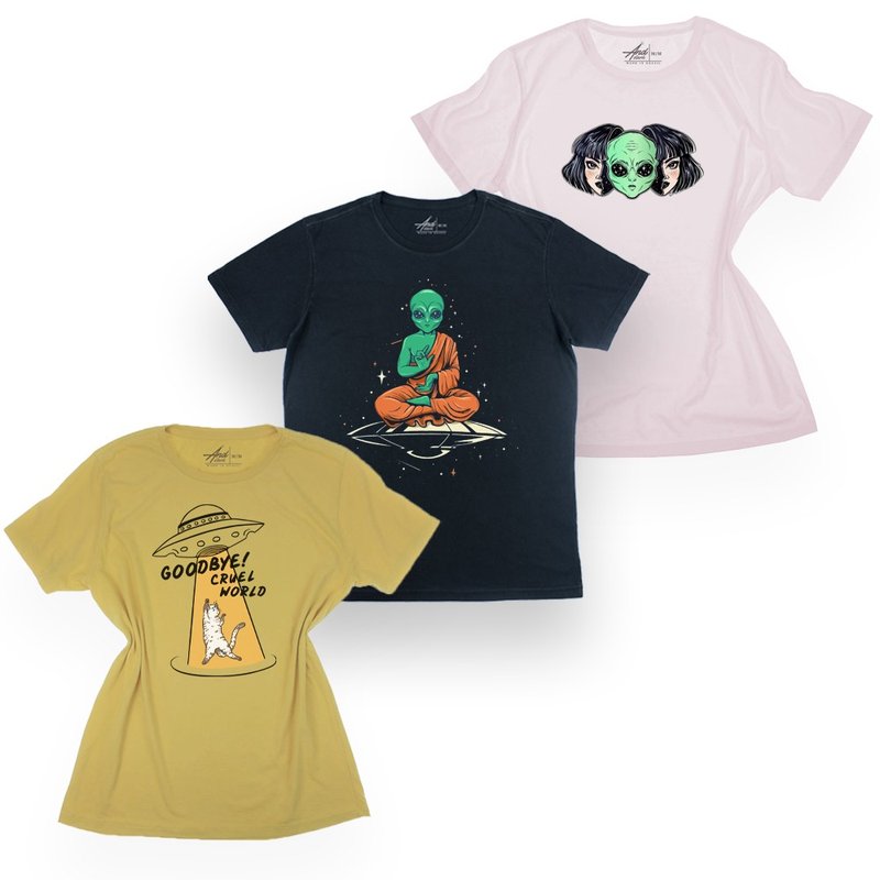 Kit de 3 Camisetas - Alien - 100% Algodão - Gola Redonda Kit de 3 Camisetas - Alien - 100% Algodão - Gola Redonda