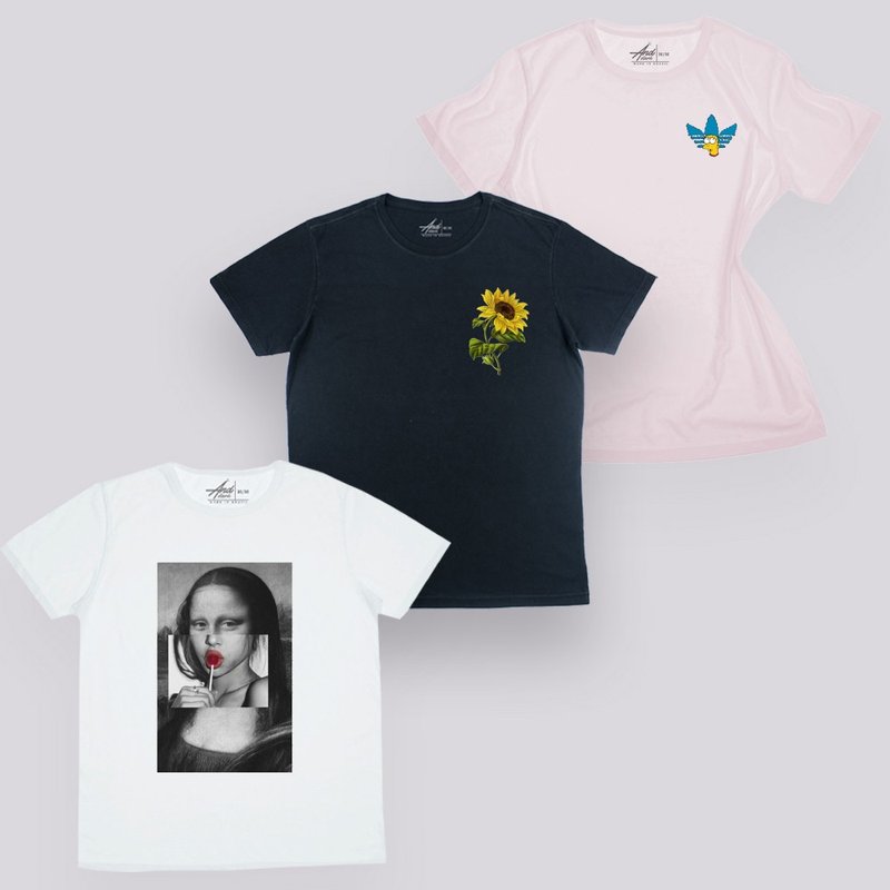 Kit de 3 Camisetas - Monalisa Girassol - 100% Algodão - Gola Redonda Kit de 3 Camisetas - Monalisa Girassol - 100% Algodão - Gola Redonda