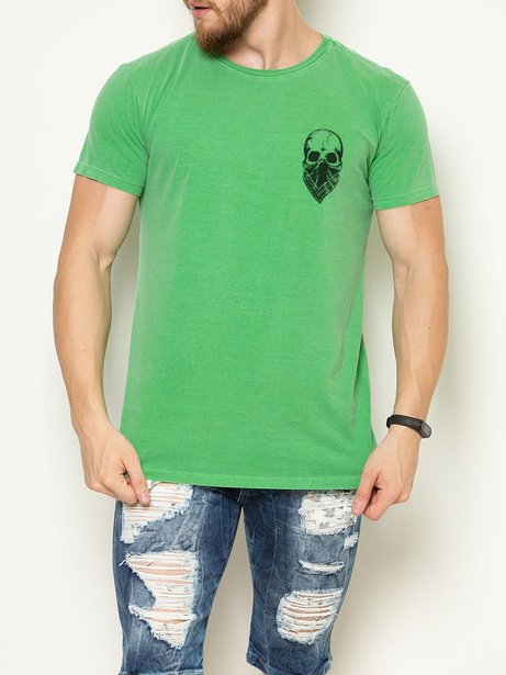 Camisetas Khelf CAMISETA MASCULINA CAVEIRA FLOR COBRA Verde 