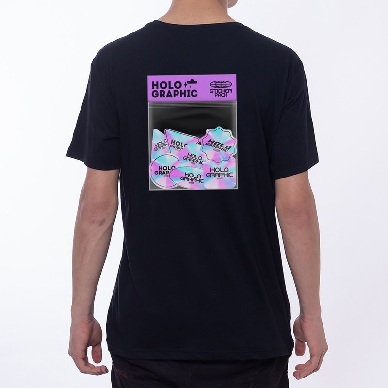 Camiseta Holographic Sticker Pack - Preta Camiseta Holographic Sticker Pack - Preta