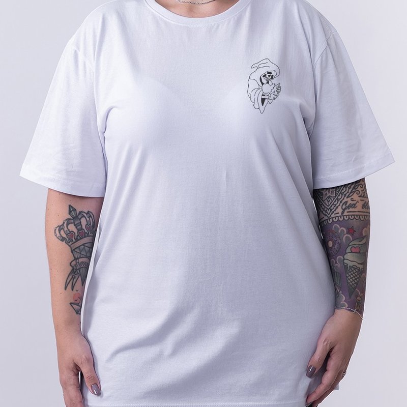 Camiseta Death Heart Sketch - Branca Plus Size Camiseta Death Heart Sketch - Branca Plus Size