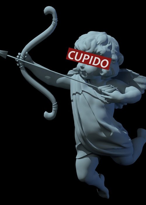 Camiseta Cupido Statue - Preta Plus Size
