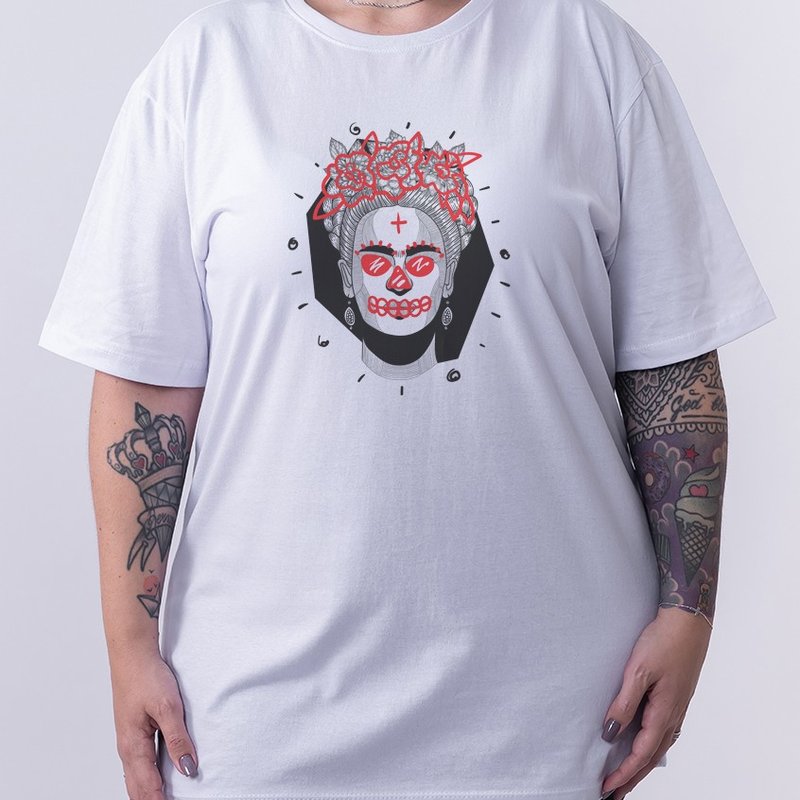 Camiseta Frida Graffiti - Branca Plus Size Camiseta Frida Graffiti - Branca Plus Size