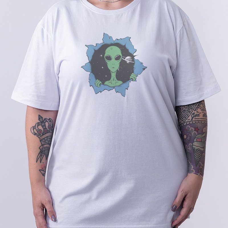 Camiseta Hi Alien - Branca Plus Size Camiseta Hi Alien - Branca Plus Size