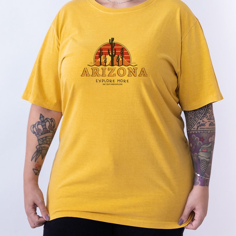 Camiseta Arizona Explore - Mostarda Plus Size Camiseta Arizona Explore - Mostarda Plus Size