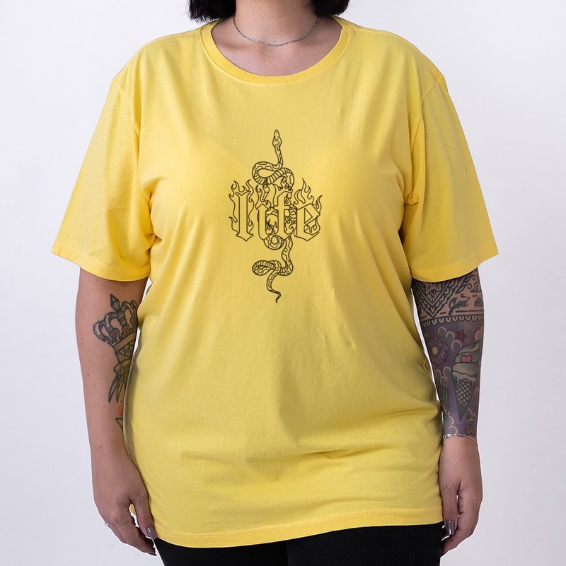 Camiseta Life Snake - Amarela Plus Size Camiseta Life Snake - Amarela Plus Size