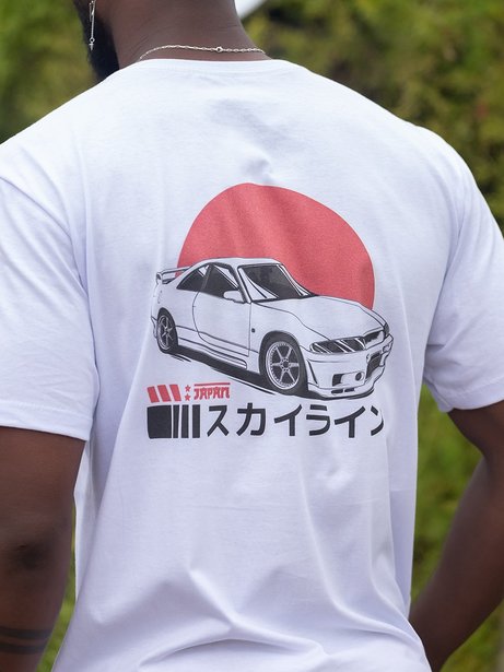 Camiseta masculina Nissan Skyline Drift Japão Carro Camisa Blusa Branca  Estampada