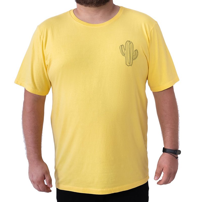 Camiseta Cacto - Amarelo Plus Size Camiseta Cacto - Amarelo Plus Size