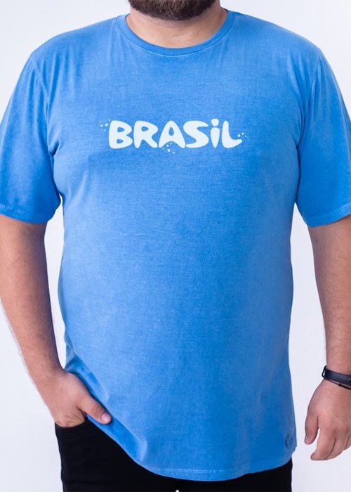 Camiseta Brasil - Azul Plus Size